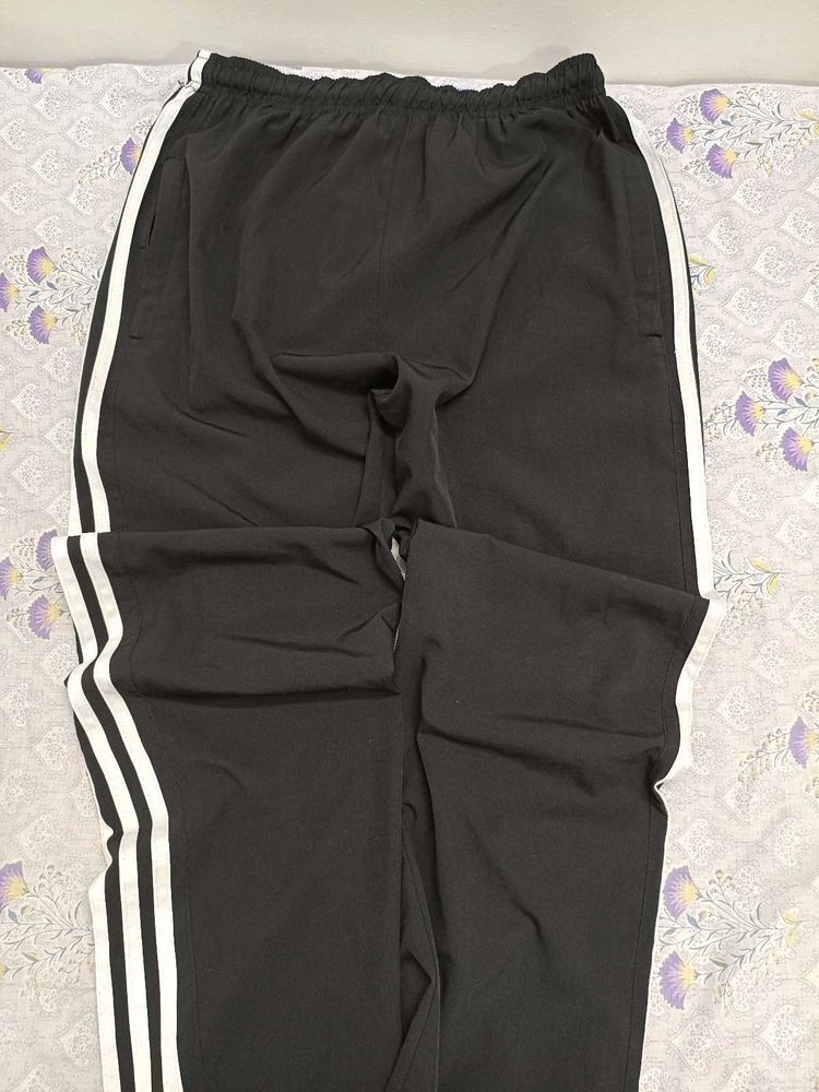 Black Track Pants with White Stripes