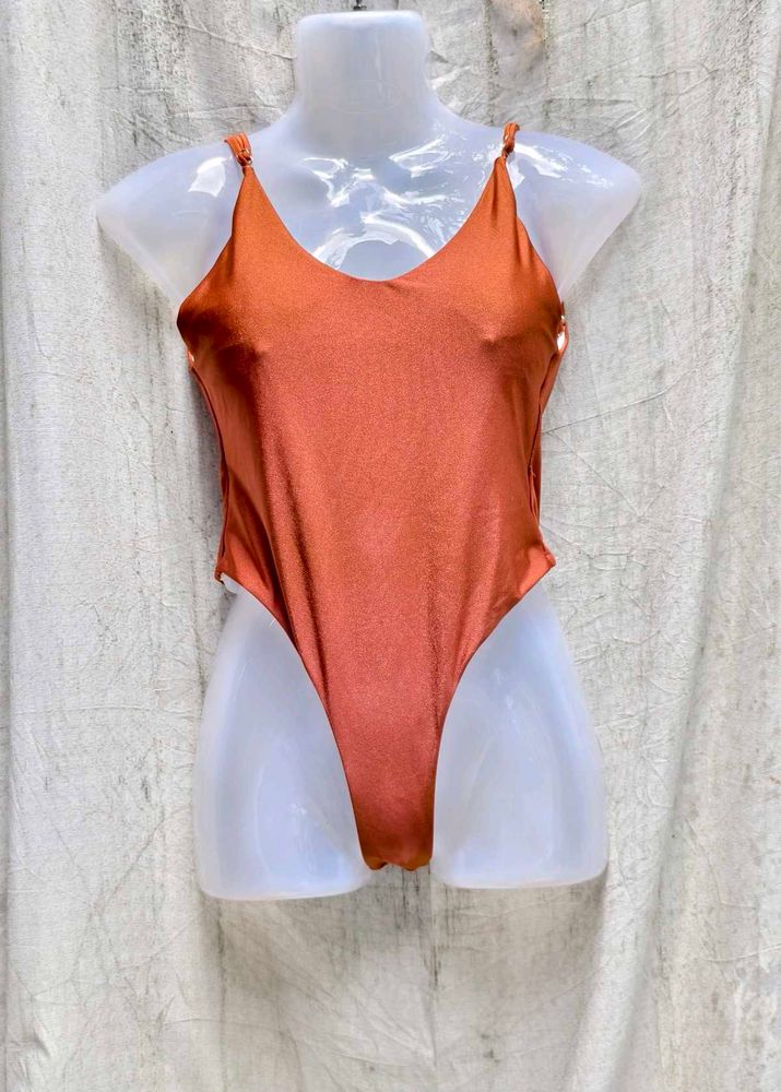Orangish Brown One Piece Swimsuit