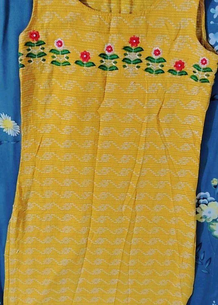 Yellow Embroidered Kurta