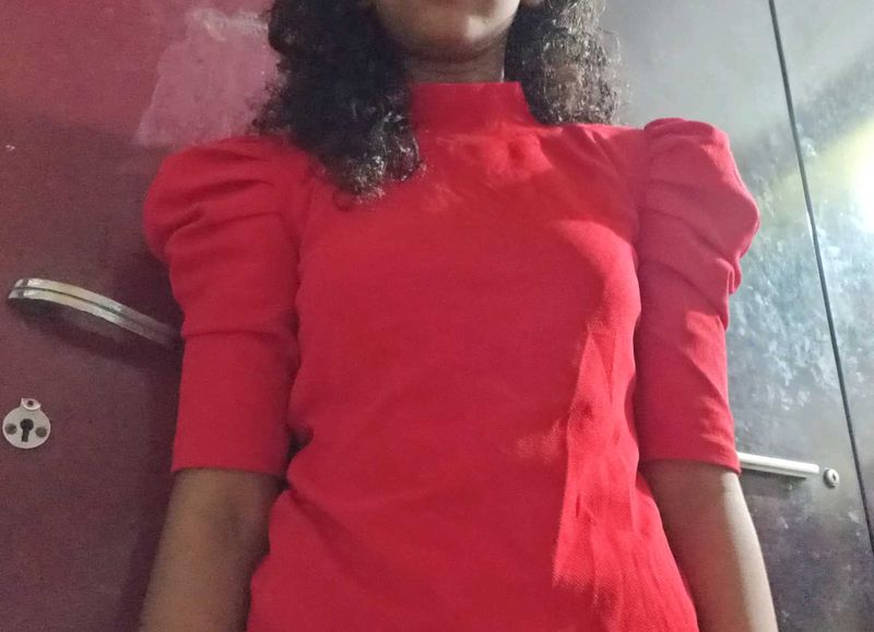 Red Puff Sleeve Top