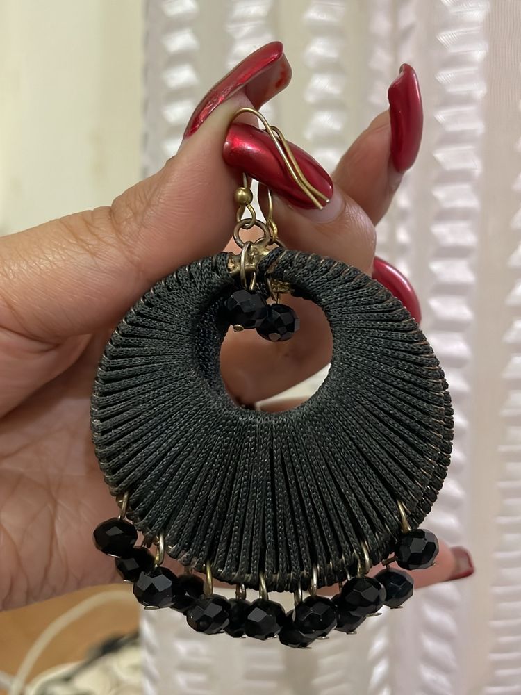 Black Thread Hoops