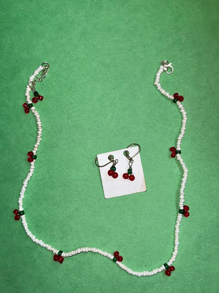 cherry necklace and earring🍒
