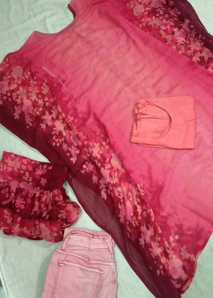 Kaftan+Inner With Jeans &amp; Dupatta