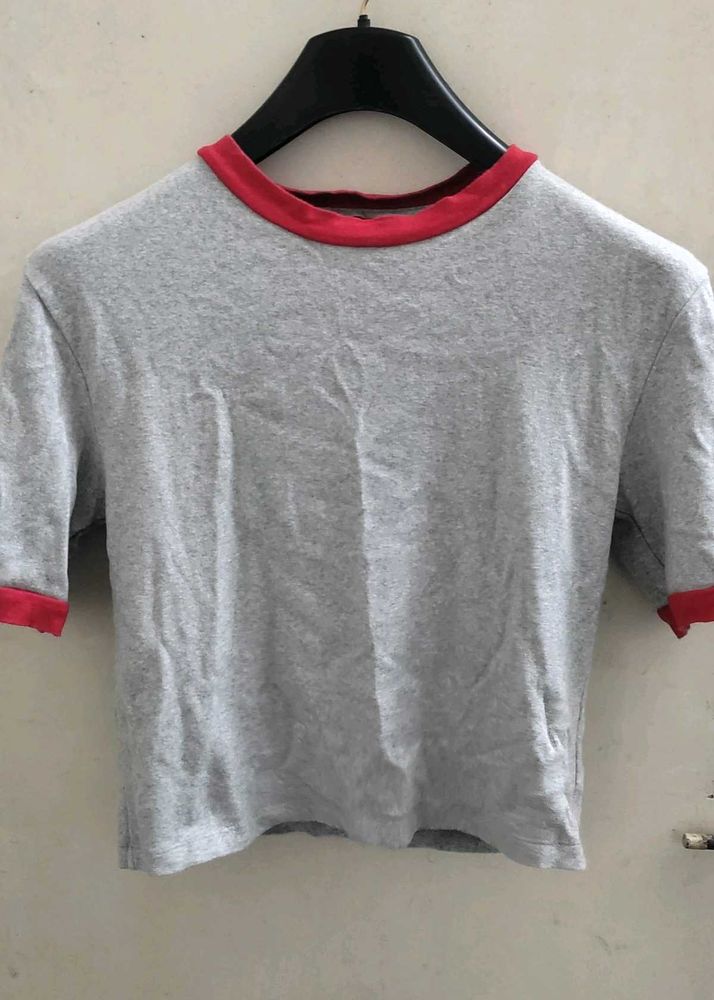 Gray Ringer Tee - Red Trim