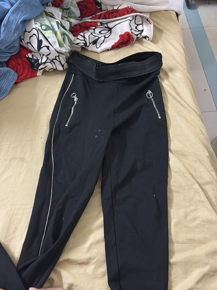 Black Side Zipper Pants