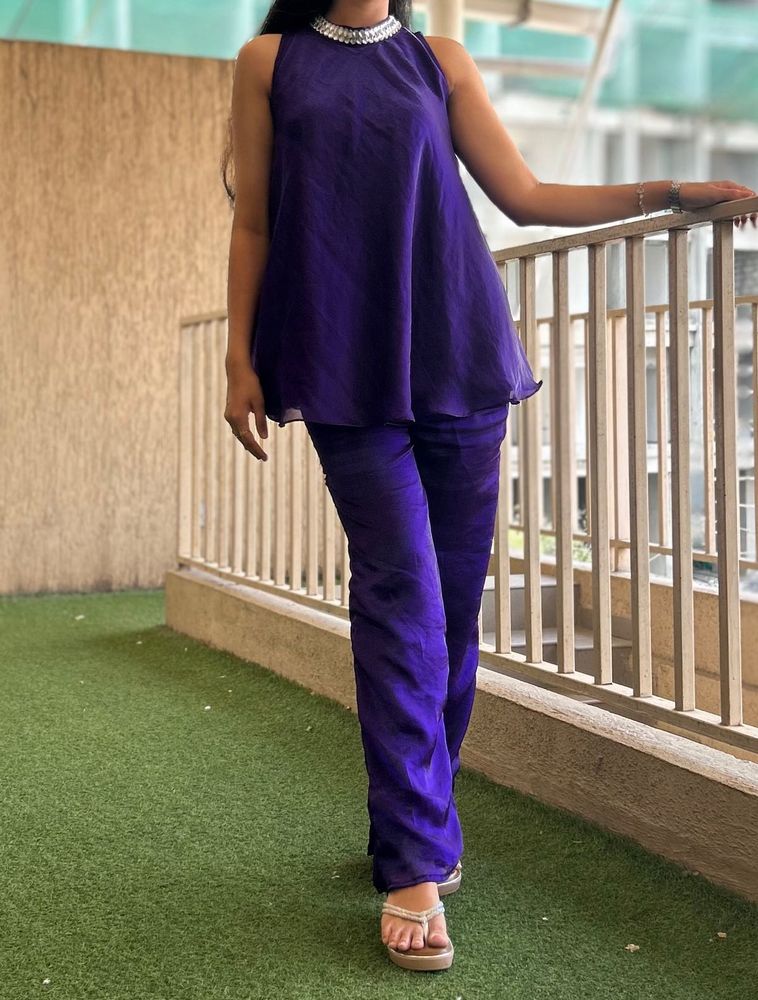Purple Embellished cord set