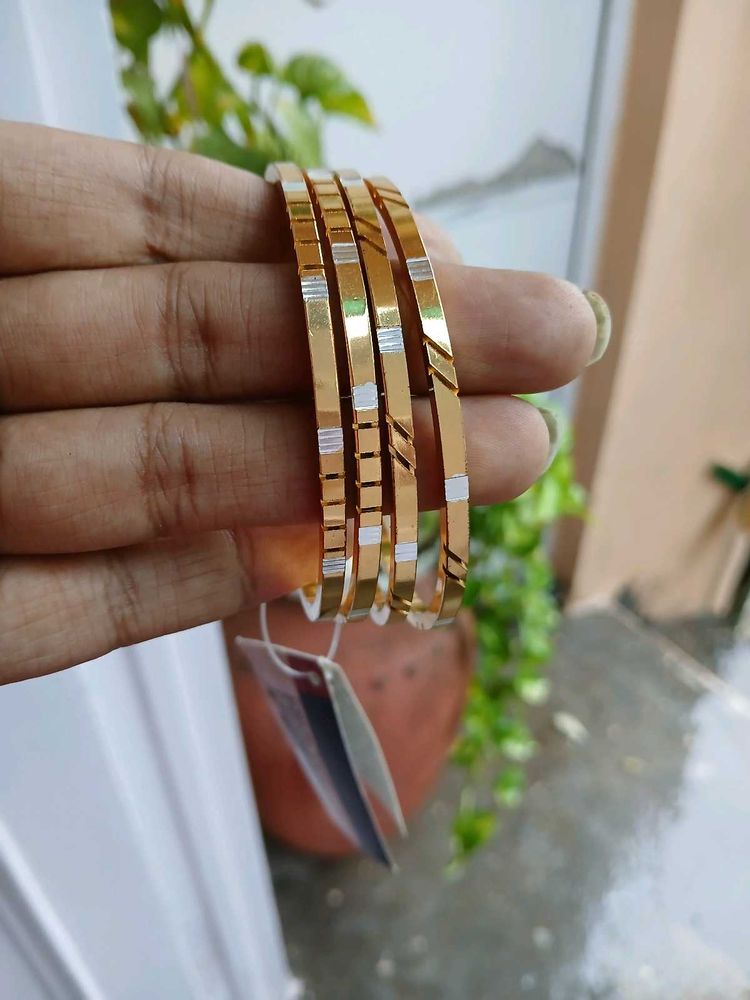 4 Golden Bangles Artificial