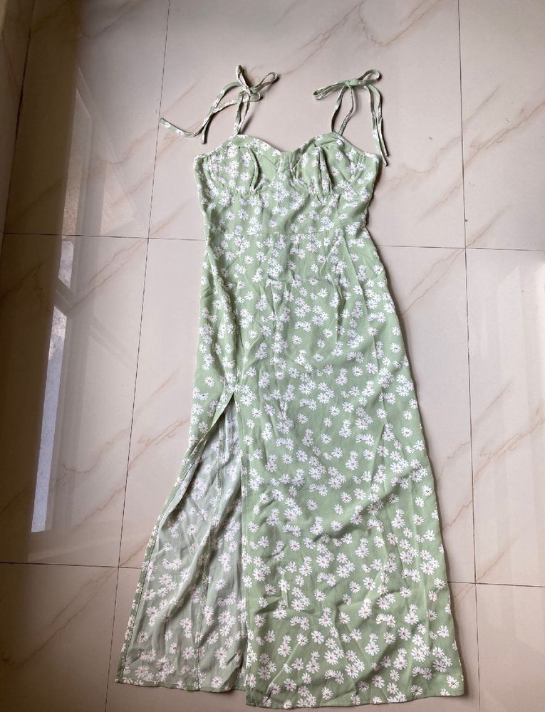 Floral Tie-Strap Midi Dress