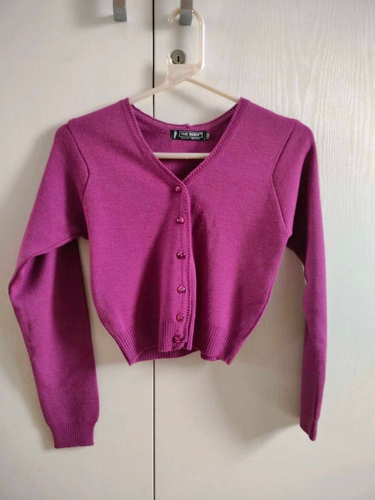 Purple Cropped Cardigan