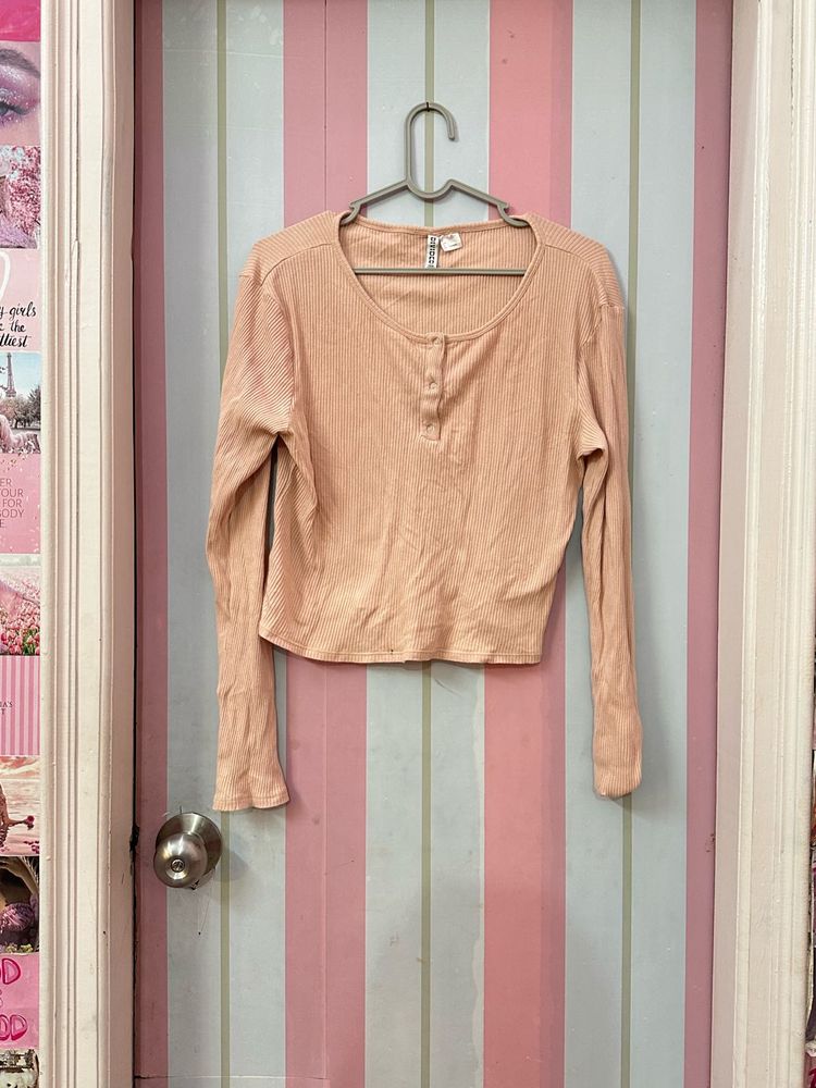 Peach Ribbed Top