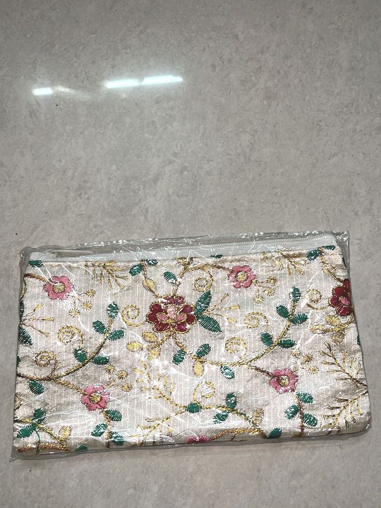 Floral Embroidered Clutch