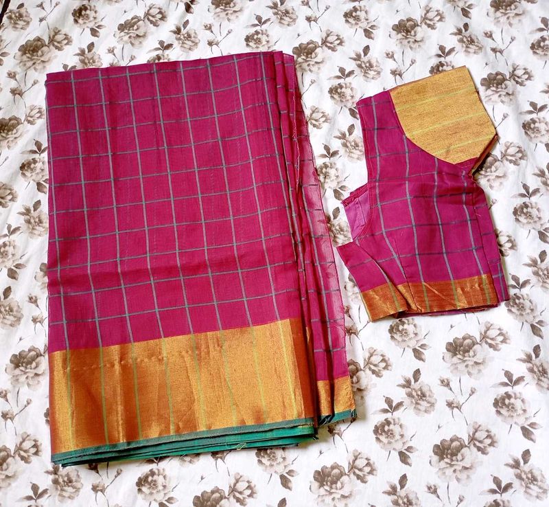 Traditional Checked Silk Saree