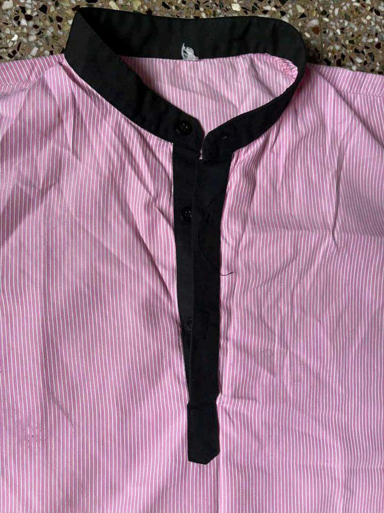 pinstripe pink short kurti