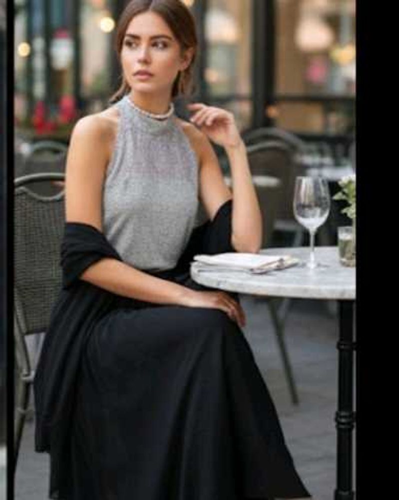 Elegant Grey Halter bckless dress