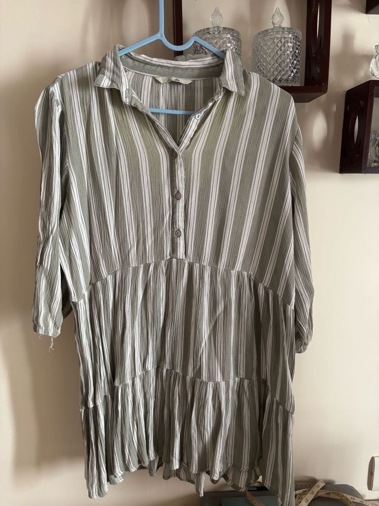 Striped Ruffled Tunic Top