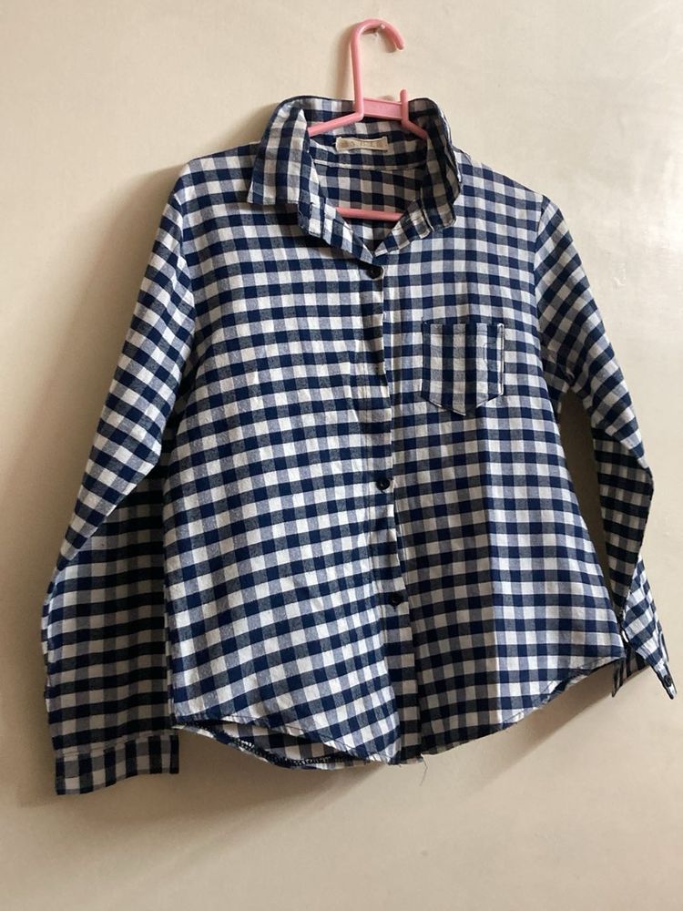 blue And White Checked Shirt