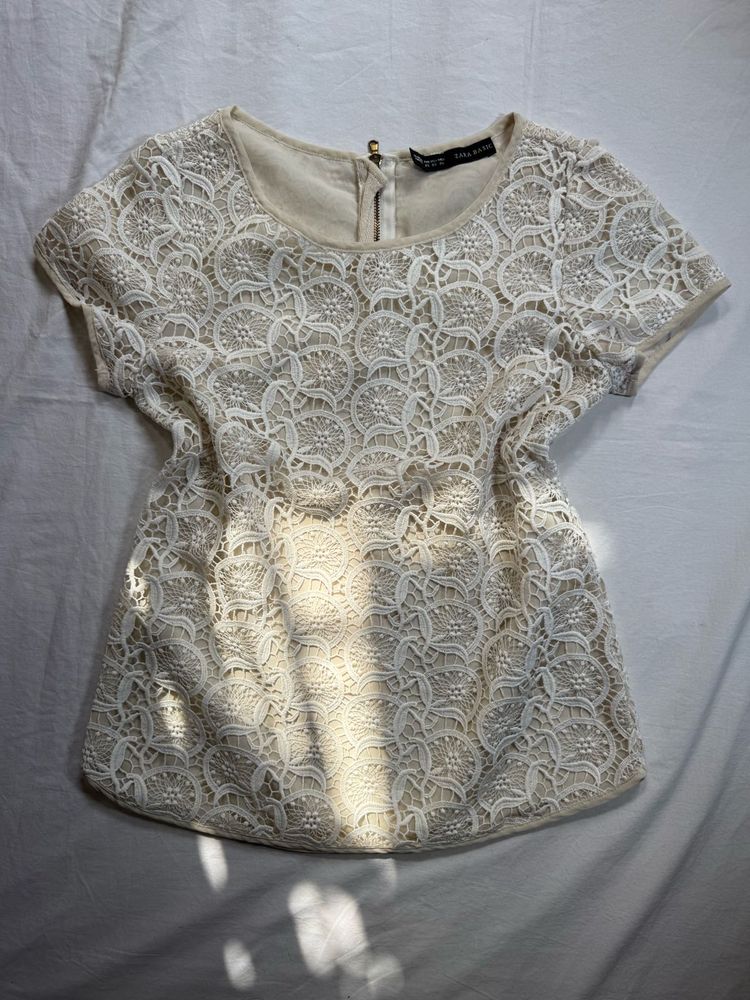 Zara White Lace Top