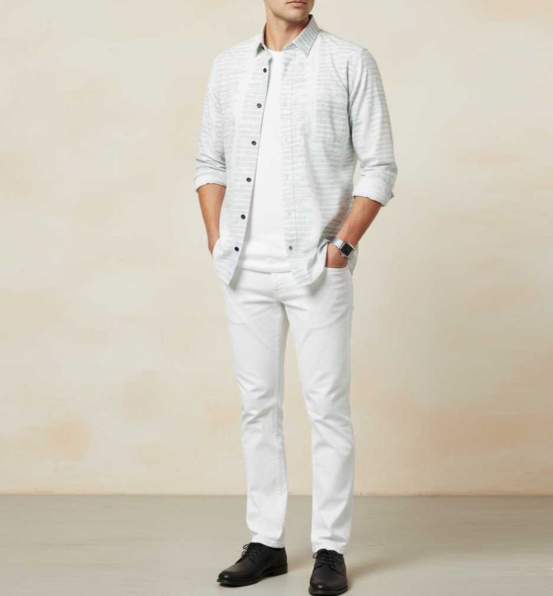 Men’s Stylish White Printed Cotton Shirt