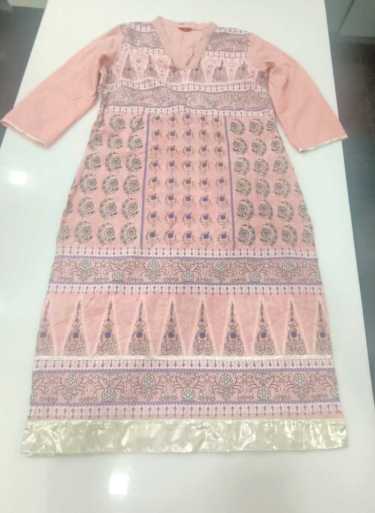 Elegant Pink Printed Kurta Combo Of 2