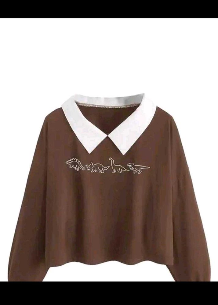 Dino Print Collar Sweatshirt