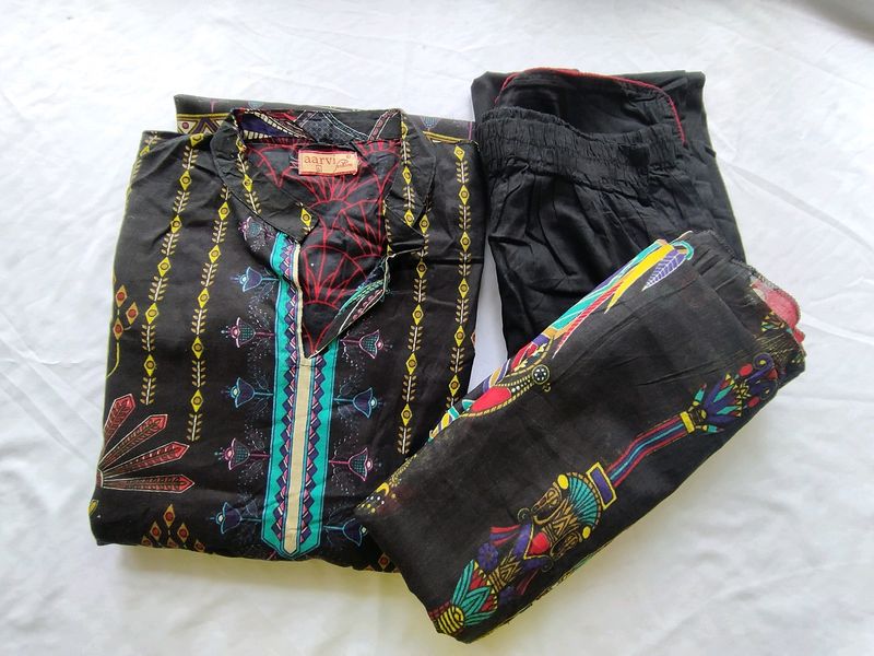 Black Printed Kurta Set (Women&#39;s)