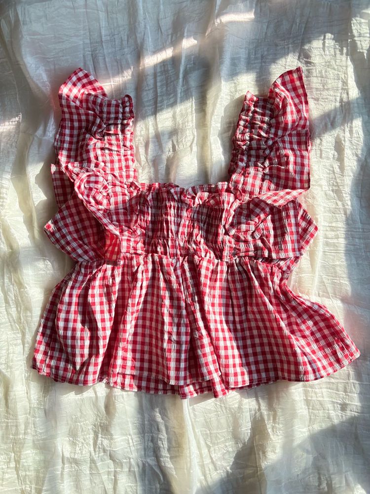 Red Gingham Crop Top