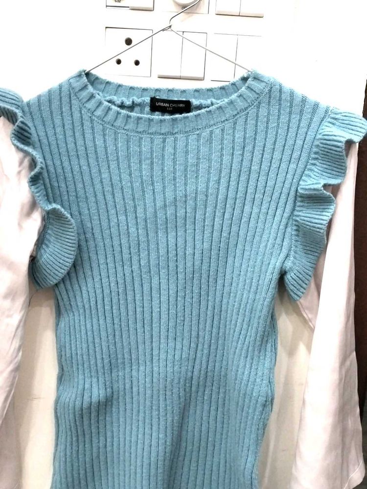 Cute Blue Ruffle Top