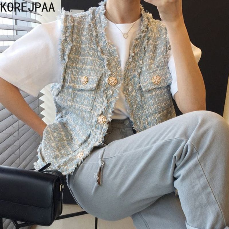 korean CHANEL-style tweed vest