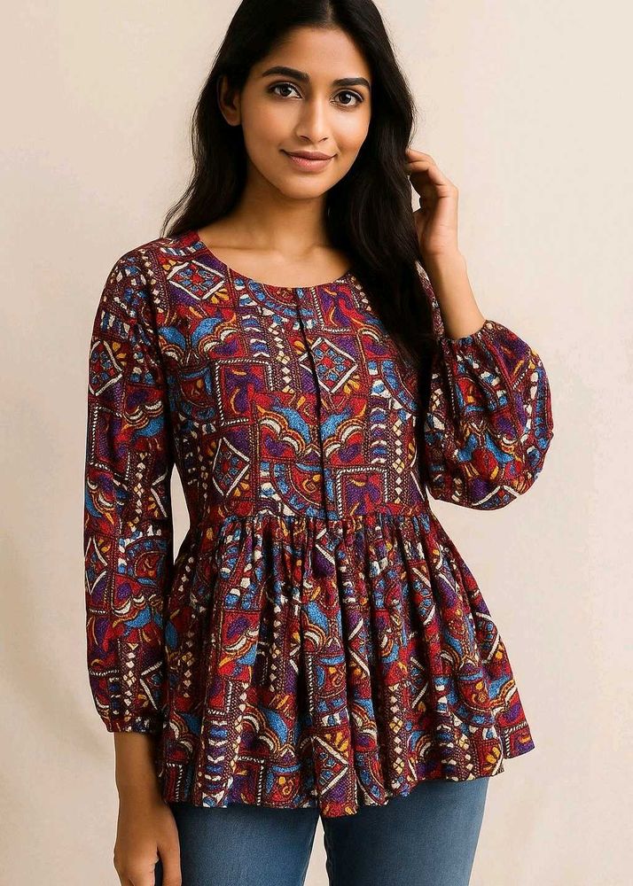 Vibrant Traditional Printed Kurti – Elegant &amp; Eye-