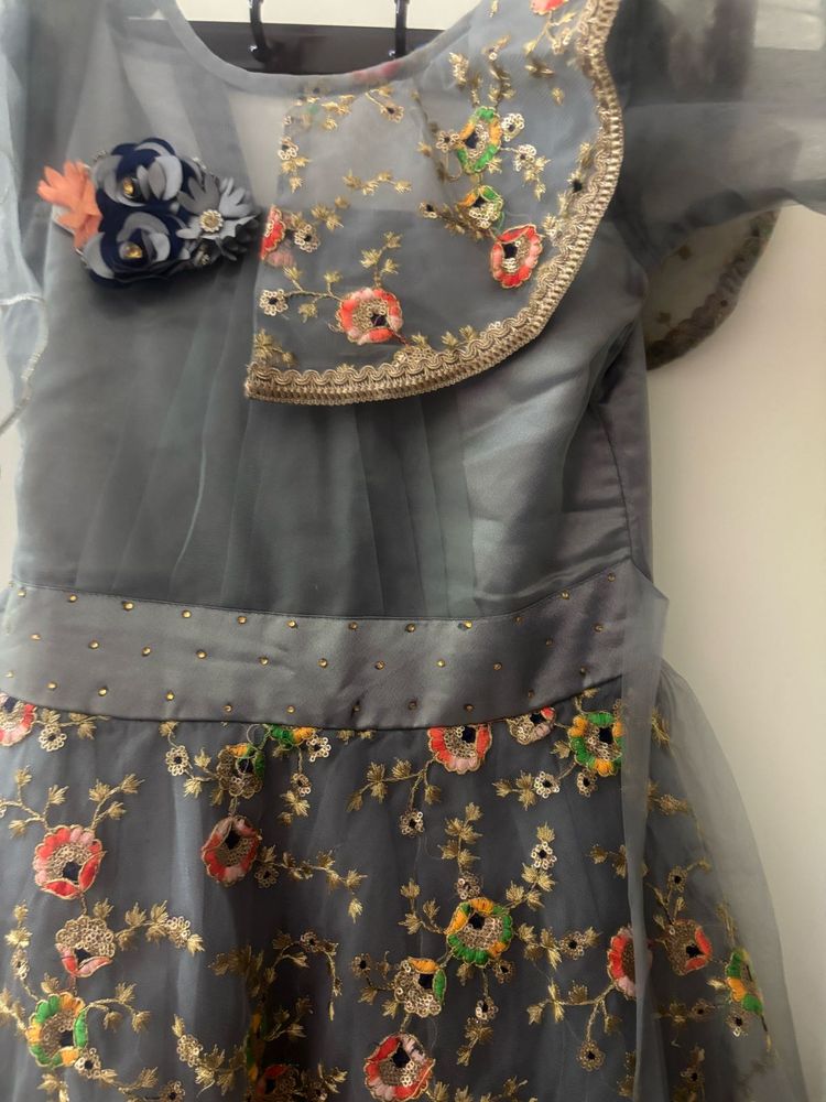 Gray Flower Girl Dress