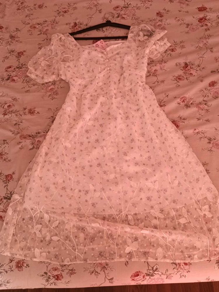 Off White Flower Maxi Dress