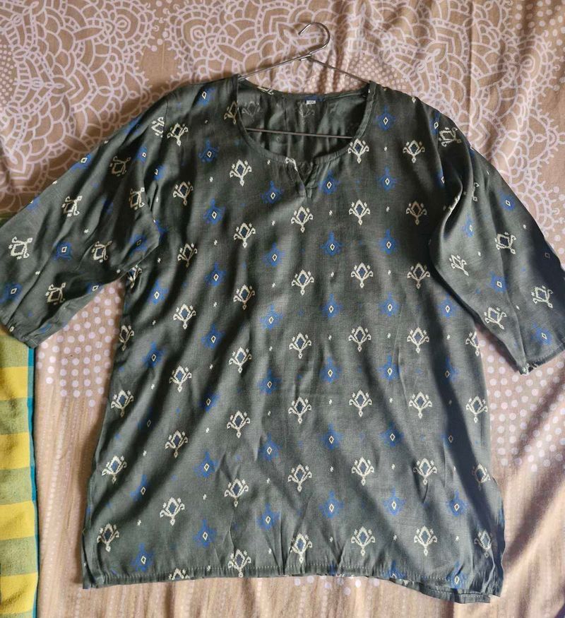 Patterned Grey Kurta/top