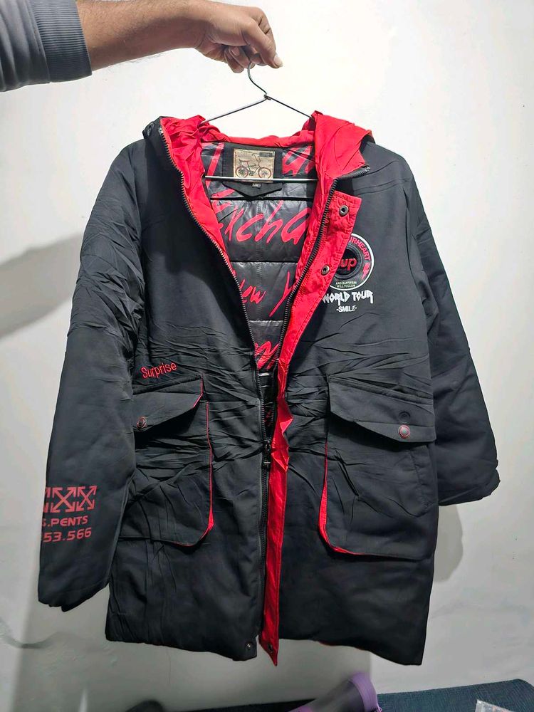 Men's Graphic Print Black Jacket