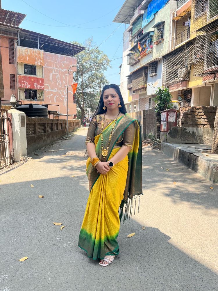 Elegant Yellow &amp; Green Saree