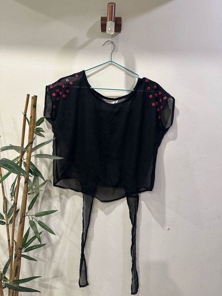 Cute Black Sheer Top