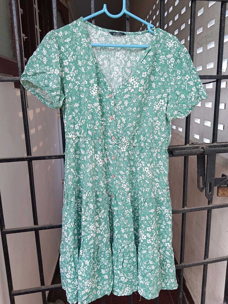 Floral Green Mini Dress
