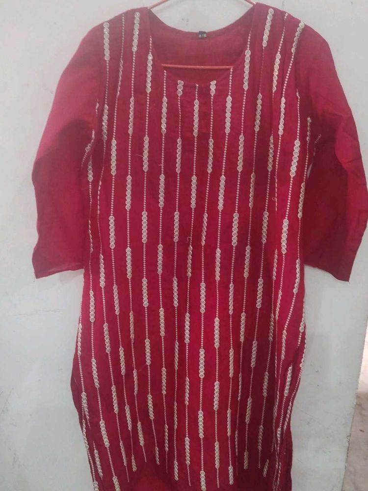 Blood Red Embellished Kurta