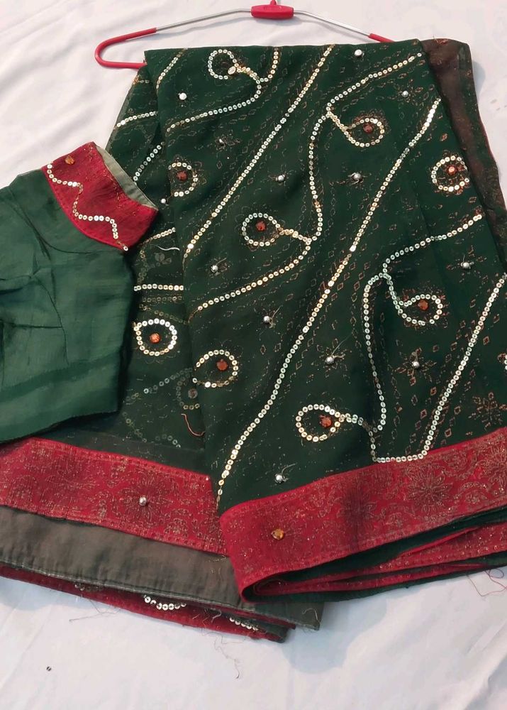 Green Net Saree