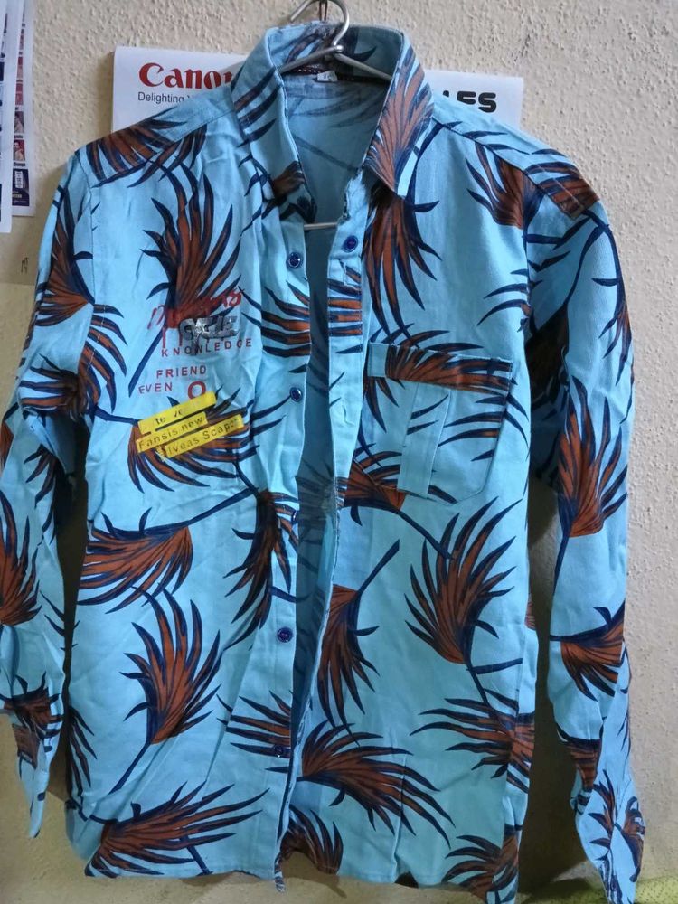 Tropical Print Button-Down Shirt