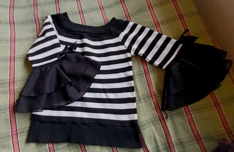 Striped Bell Sleeve Top