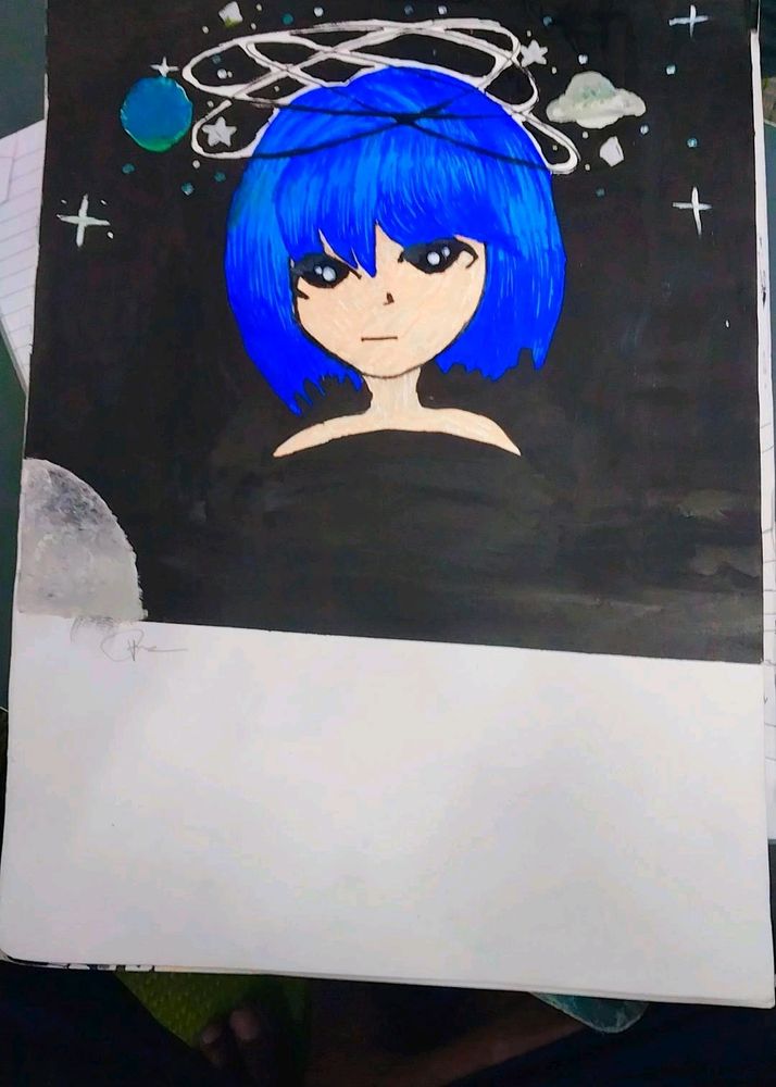 Anime Girl Paper Painting