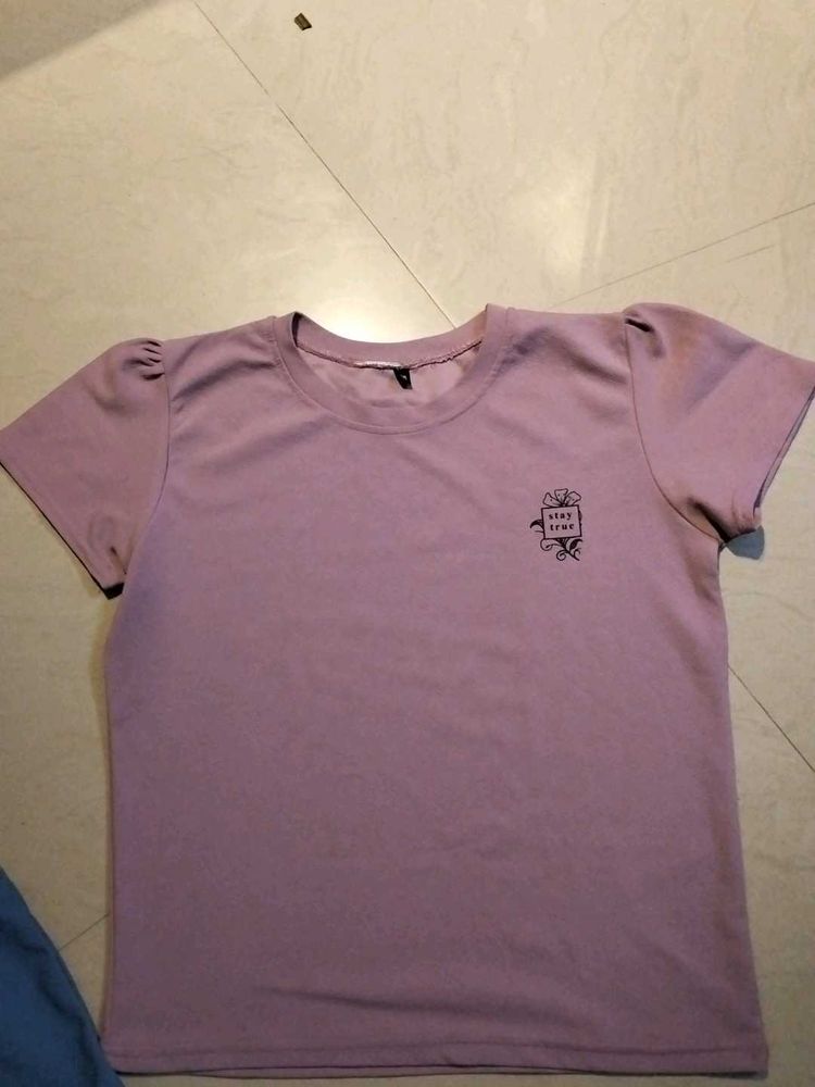 Mauve T-shirt with Cute Print