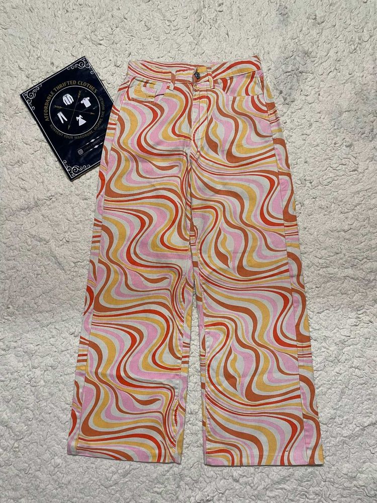 Retro Swirl Print Wide Leg Jeans 😍