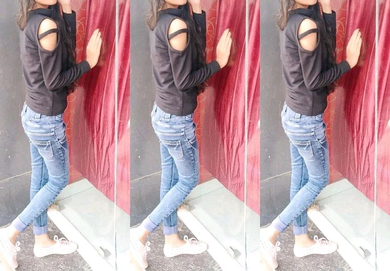 Cold Shoulder  Black Tops For Women
