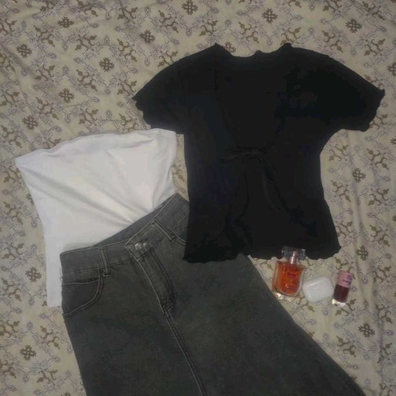 Savana White Tube Top + Black Tie-Up Tee