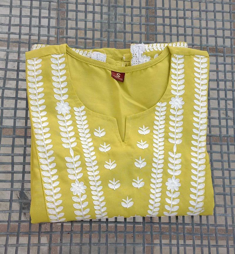 Yellow Embroidered Floral Top