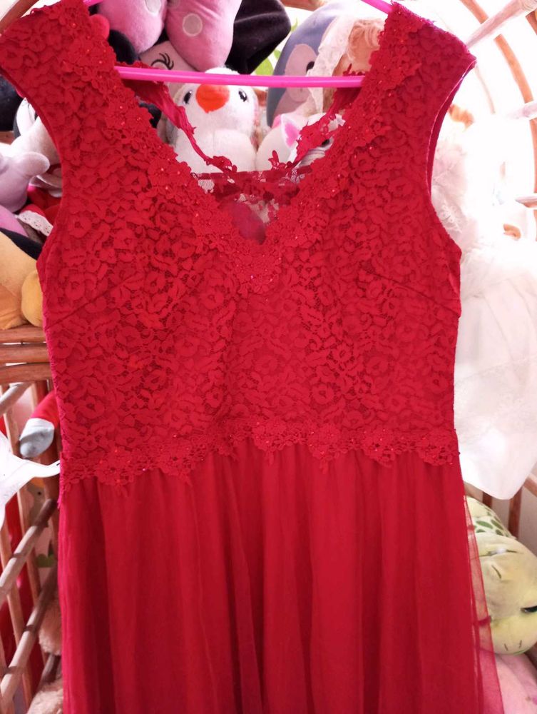 Red Lace Maxi Dress
