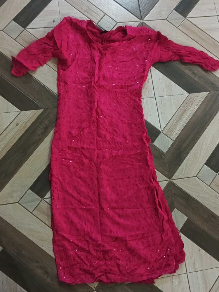 Pink Embroidered Kurta