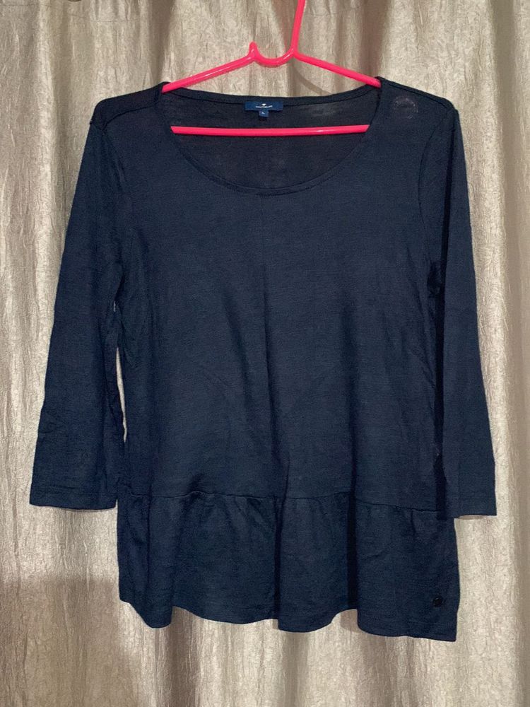 Navy Blue Long Sleeve Top
