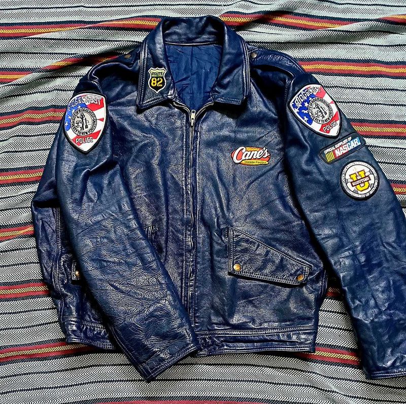 blue racing jacket old money original leather